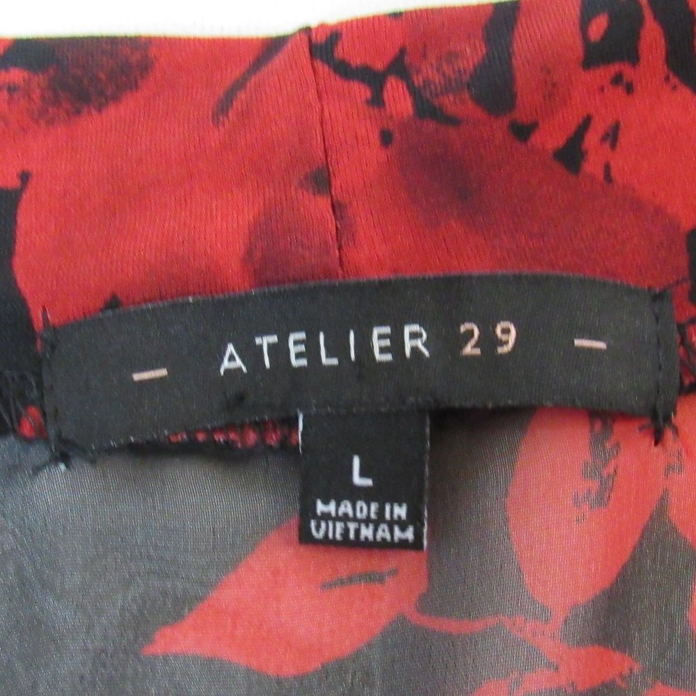 Atelier 29 Women's Floral Print Blouse Top Size L Red/Black - Picture 5 of 8